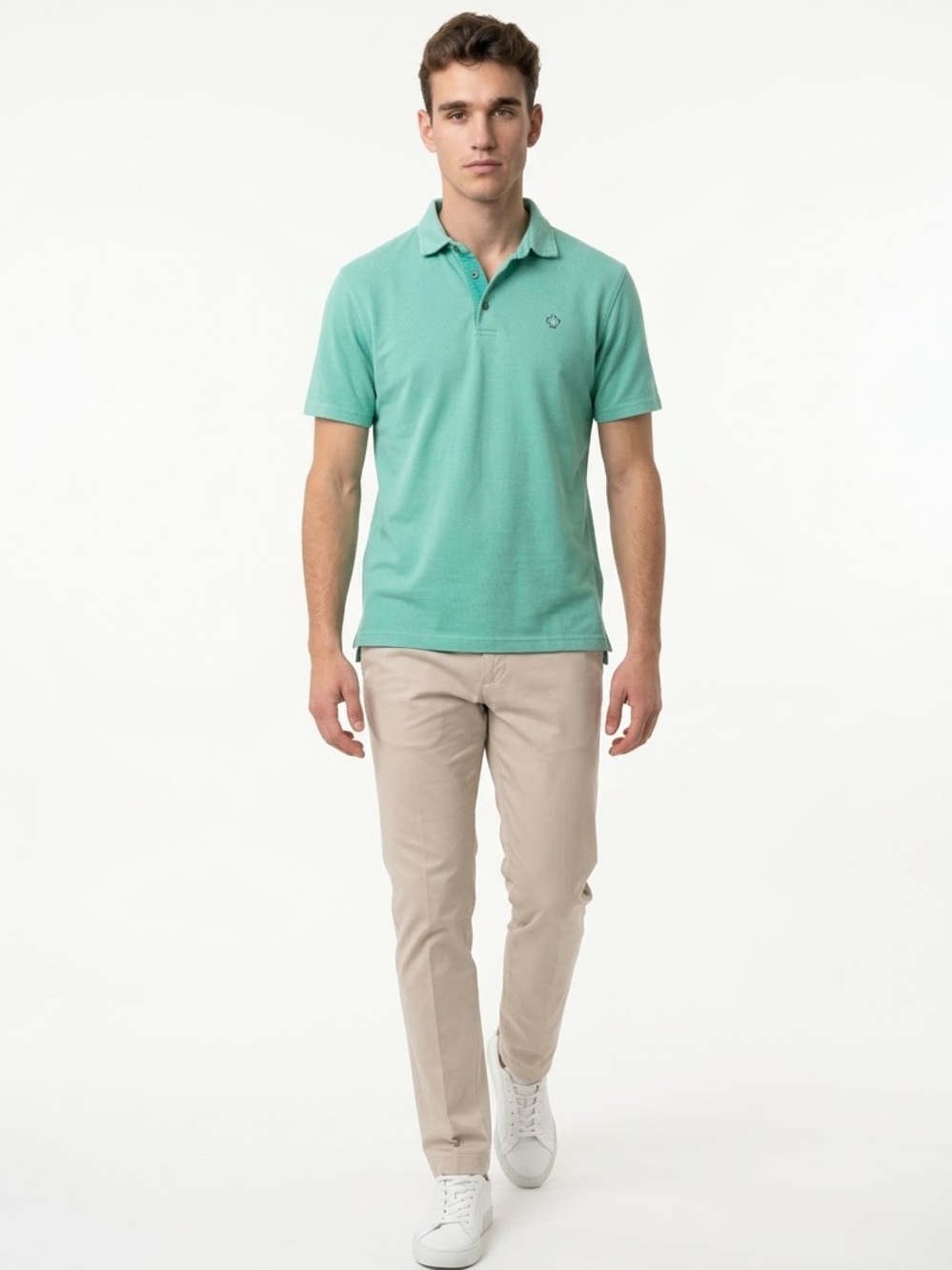 Greyson Short Sleeve Men S Mint Green Muirfield Logo Polo Golf 3/4 Button Shirt